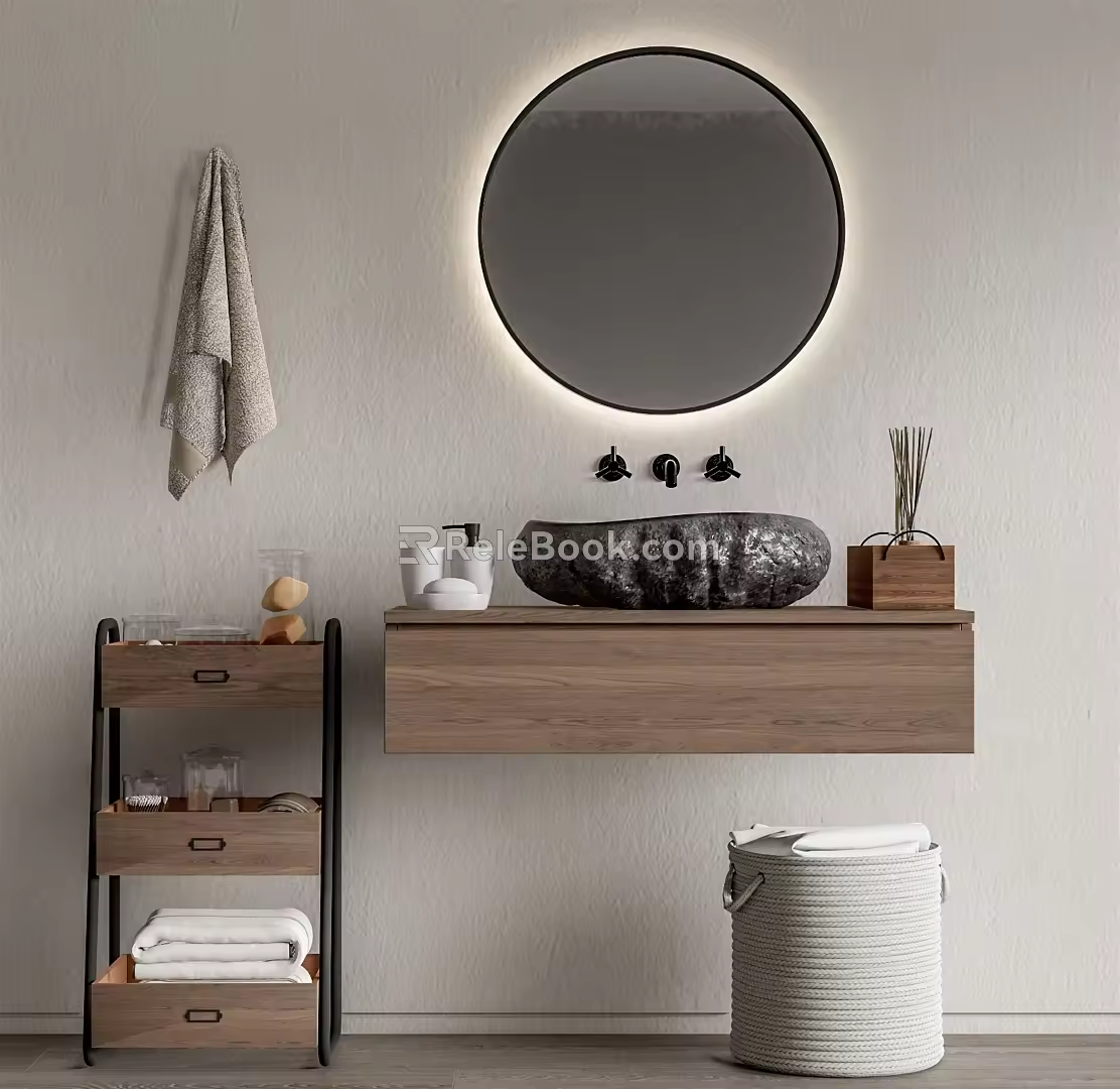 Modern sink basin cabinet 3d model