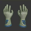 Gray And White Protective Gloves With Blue Wrist Cuffs And Mesh Design