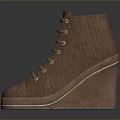 Brown Lace Up Ankle Boots With Wedge Heel And Suede Fabric Design For Daily Use