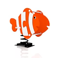 Cute Orange and White Clownfish Shaped Building Blocks with Spring Base 3d model