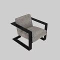 Modern Single Sofa With Black Frame And Textured Fabric Upholstery Design