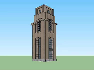 Modern Brown Tower With Vertical Structure Multiple Windows And Base Design 3d model
