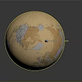 Detailed World Globe With Red Wooden Base And Metal Stand