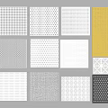 Various Decorative Perforated Panel Designs With Geometric Patterns And Black White Yellow Gray Colors 3d model