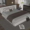 Double bedside table chandelier carpet pillow ornaments 3d model