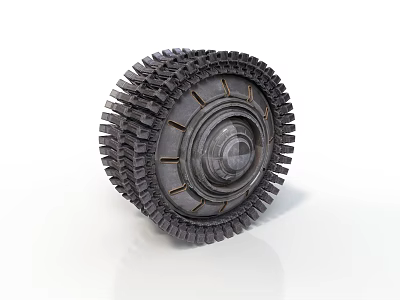 Industrial Track Tire With Deep Tread And Metal Hub Components For Machinery 3d model
