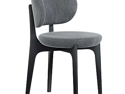 Modern Gray Fabric Leisure Chair With Black Wooden Legs And Comfortable Curved Backrest 3d model