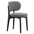Modern Gray Fabric Leisure Chair With Black Wooden Legs And Comfortable Curved Backrest