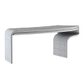 Sleek Contemporary Walnut Wood Dining Table With Smooth Curved Shape And Exquisite Gold Metal Inlay