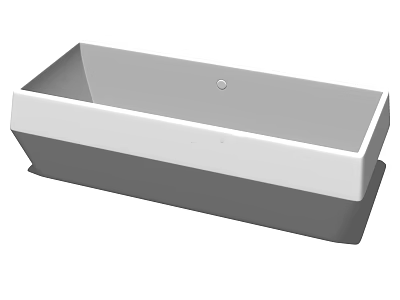 Modern Freestanding White Acrylic Bathtub with Rectangular Design and Central Drain 3d model