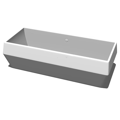 Modern Freestanding White Acrylic Bathtub with Rectangular Design and Central Drain 3d model