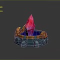 Elegant Decorative Ornament Set with Blue Base Orange Accents and Pink Crystal