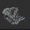 Highly Detailed Motorcycle Engine With Mechanical Parts And Chrome Components