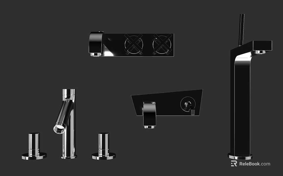 Modern Faucet Design With Various Stainless Steel Components And Parts 3d model 
