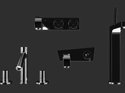 Modern Faucet Design With Various Stainless Steel Components And Parts 3d model