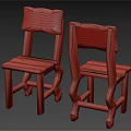 Two Wooden Leisure Chairs With Carved Backrest And Traditional Craftsmanship Design