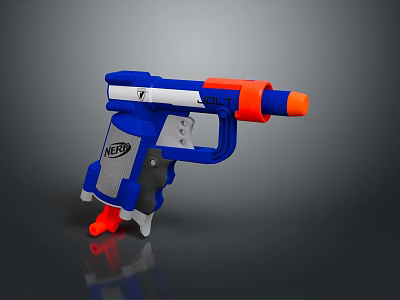 NERF Toy Gun With Blue White Body And Orange Nozzle Grip Design 3d model