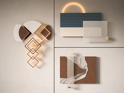 Modern Geometric Wall Decor with Abstract Shapes Neutral Tones and Artistic Patterns 3d model