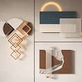 Modern Geometric Wall Decor with Abstract Shapes Neutral Tones and Artistic Patterns 3d model