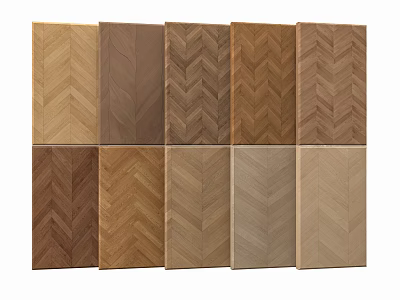 Various Herringbone Wood Flooring Planks In Different Colored Tones For Interior Design 3d model