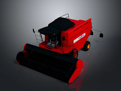 Red Modern Combine Harvester Functional Agricultural Vehicle With Black Accents And Efficient Design 3d model