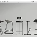 Various Modern Bar Stools With Metal Frames And Different Seat Designs 3d model