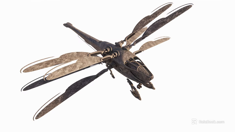Detailed Helicopter Model Featuring Multiple Rotors Metallic Structure And Intricate Parts 3d model 