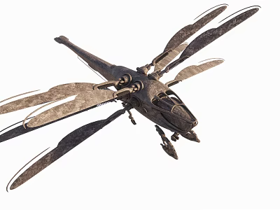 Detailed Helicopter Model Featuring Multiple Rotors Metallic Structure And Intricate Parts 3d model