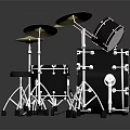 High Quality Acoustic Drum Set With Black White Drums Cymbals Stool And Stands