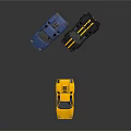 Colorful Sports Car Models With Blue Black And Yellow Stylish Designs