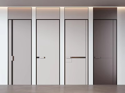 Modern Swing Doors Featuring Neutral Tones And Sleek Metal Handles 3d model