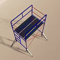 Blue And Red Frame Scaffolding With Mobile Wheels And Platform Surface