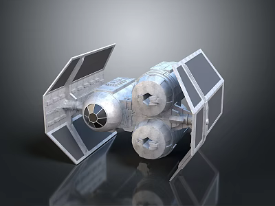 Scifi Starfighter Model With Metal Body Dual Engines And Angular Wings 3d model
