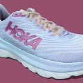 Light Purple And Pink HOKA Athletic Shoes With Knit Upper And Cushioned White Sole