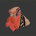 Woman Character 3D Head Model With Orange Beard And Black Tattoos