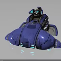 Futuristic Blue Mechanical Weapon With Cannon Barrel Armor Plates And Glowing Accents