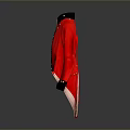 Red Uniform Coat As Daily Item With Gold Buttons Black Collar Cuffs Split Back Hem
