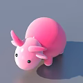 Cute Pink Round Body Toy With Small Horns And Black Eyes For Kids