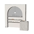 Modern Curved White Display Shelves Showcasing Organic Natural Products With Various Bottles And Jars