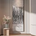 Modern Decorative Wall Art With Fringe Design And Vase Of Flowers