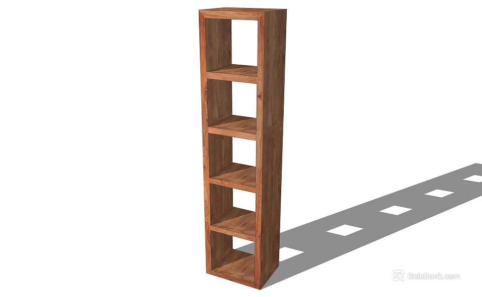 Tall Wooden Bookcase With Open Multiple Shelves Simple Interior Design 3d model