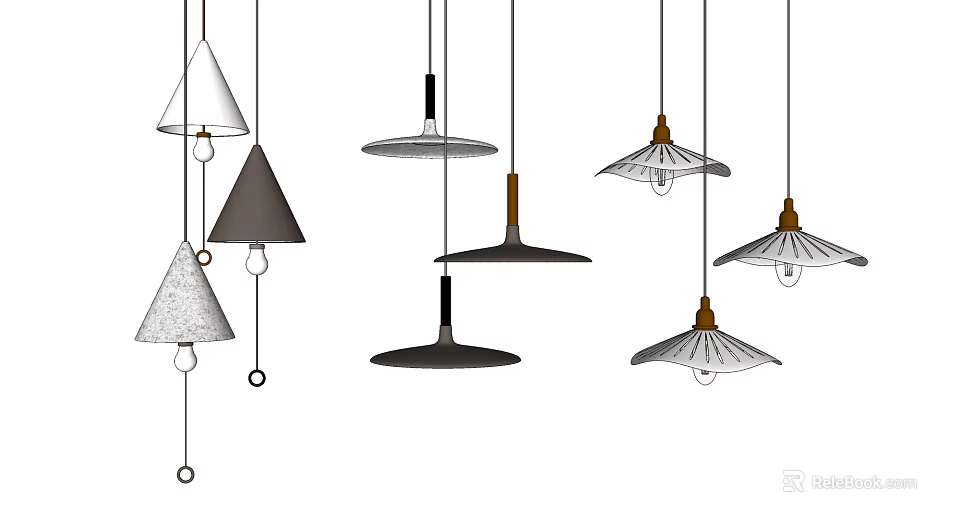 Various Modern Hanging Pendant Lights with Stylish Designs and Shapes 3d model