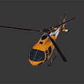 Aerospace Helicopter With Yellow White Body And Black Propellers On Gray Background
