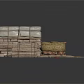 Rustic Stacked Packages With Wooden Crates Clay Pots And Logs On Dark Surface