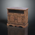 Wooden Vintage Style Entryway Cabinet and Side Cabinet with Double Doors and Scalloped Base