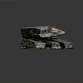 Stacked Natural Stones With Green Moss And Grass On Gray Background