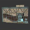 Medieval Style Building Facade With Wooden Frames Stone Walls Arched Door And Staircase