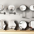 Mirror makeup mirror vanity mirror small round mirror wall-mounted mirror beauty mirror folding mirror 3d model