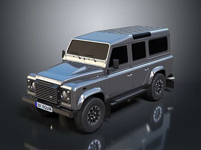 Silver Off Road SUV With Roof Rack Black Wheels And Hardtop Design 3d model