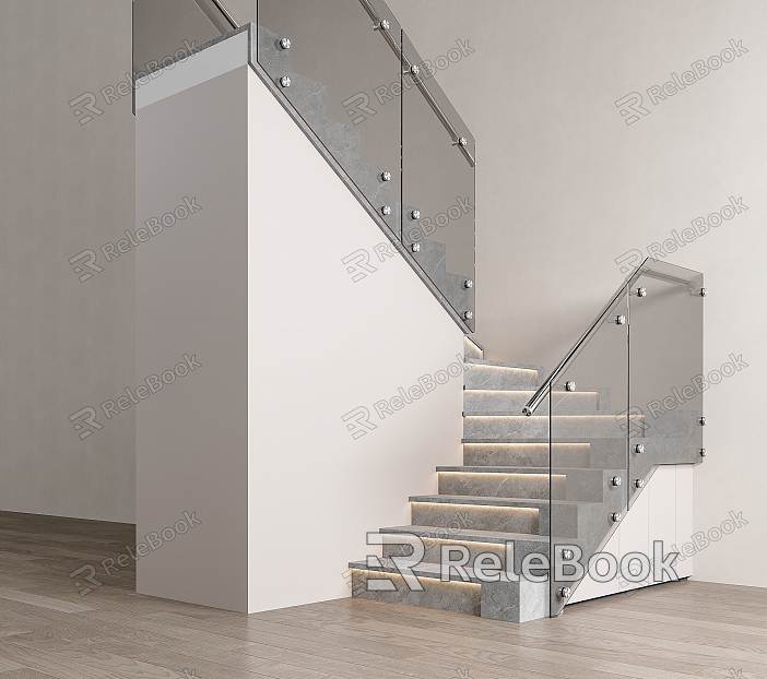 Modern Stairs Glass Handrail Stairs model